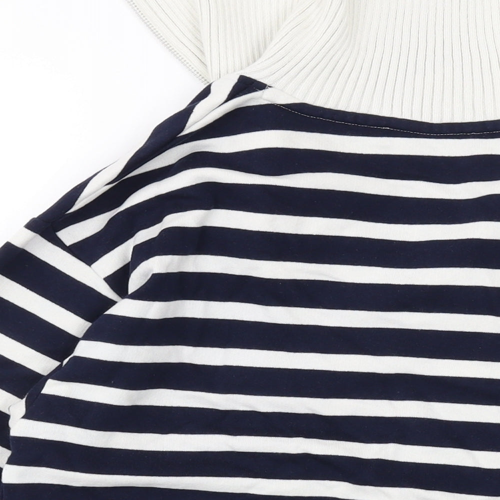 Marks and Spencer Womens Blue Striped Cotton Pullover Sweatshirt Size S Zip