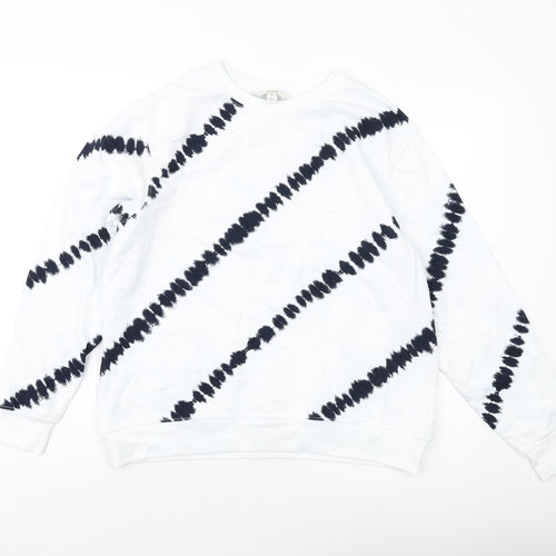 Marks and Spencer Womens White Geometric Cotton Pullover Sweatshirt Size M Pullover