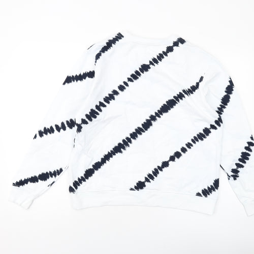 Marks and Spencer Womens White Geometric Cotton Pullover Sweatshirt Size M Pullover