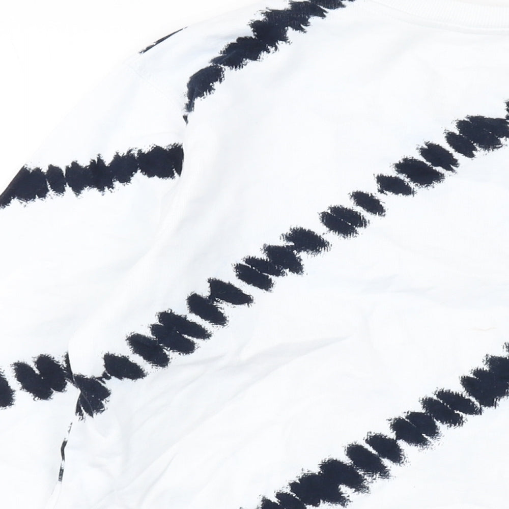 Marks and Spencer Womens White Geometric Cotton Pullover Sweatshirt Size M Pullover