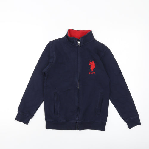 US Polo Assn. Boys Blue Cotton Full Zip Sweatshirt Size 8-9 Years Zip