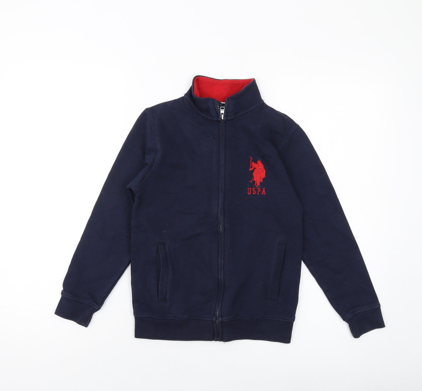 US Polo Assn. Boys Blue Cotton Full Zip Sweatshirt Size 8-9 Years Zip