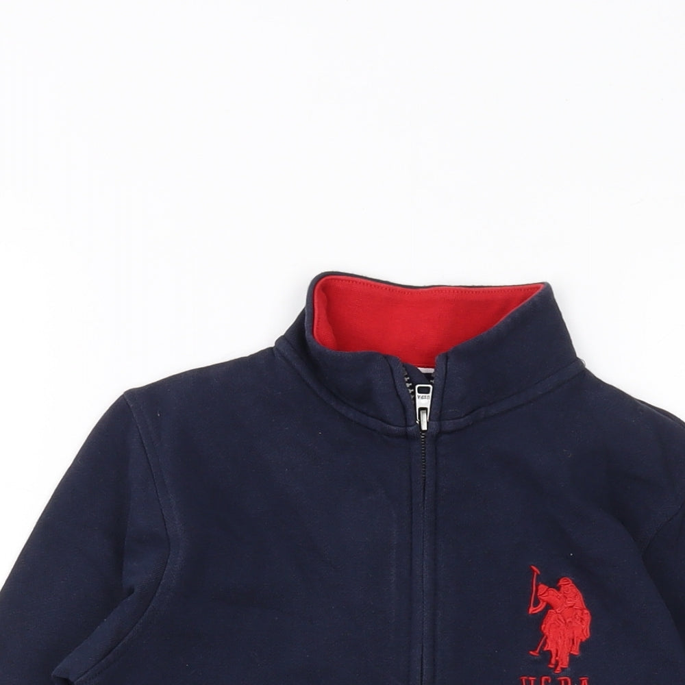 US Polo Assn. Boys Blue Cotton Full Zip Sweatshirt Size 8-9 Years Zip