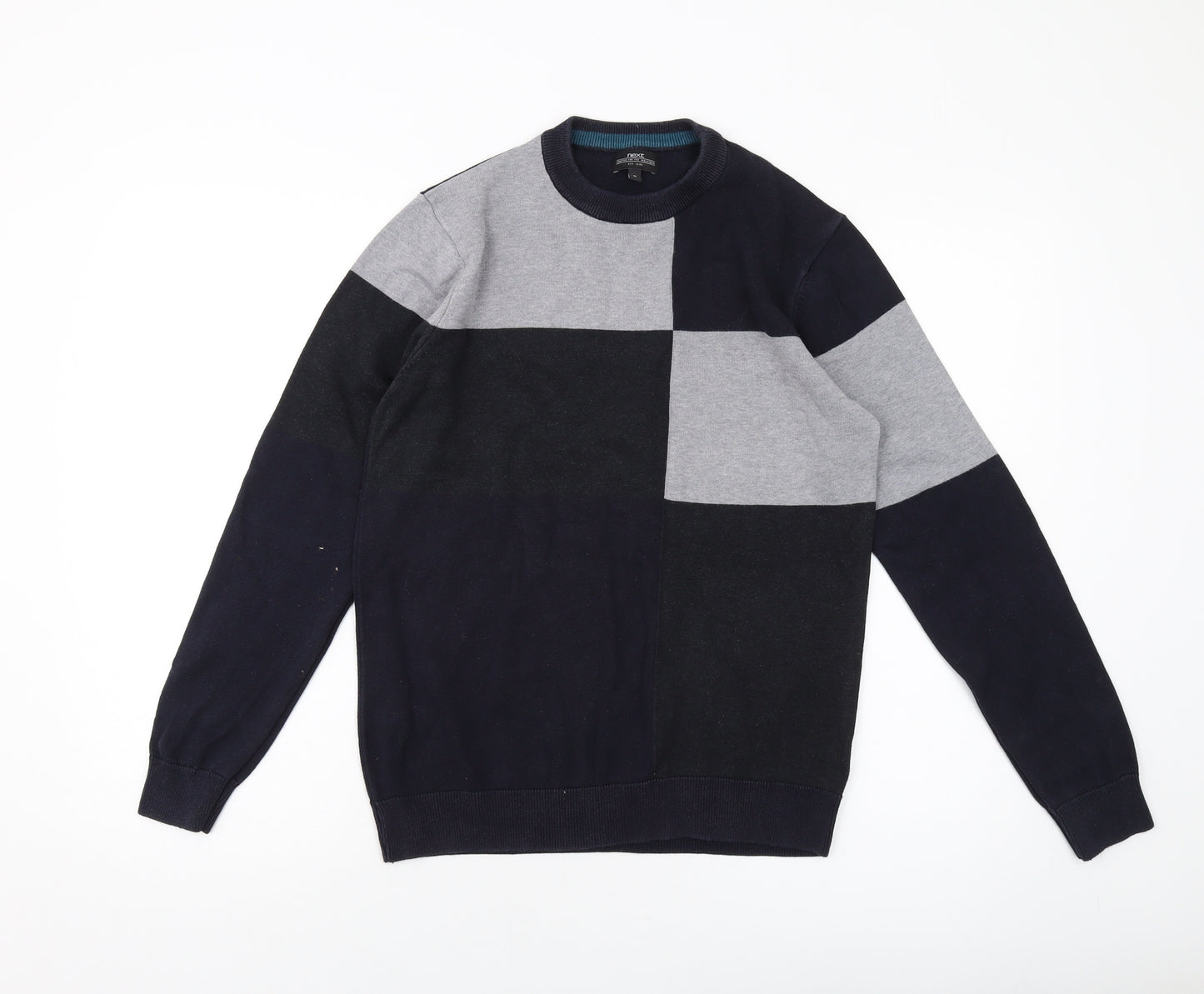 NEXT Mens Blue Crew Neck Cotton Pullover Jumper Size M Long Sleeve
