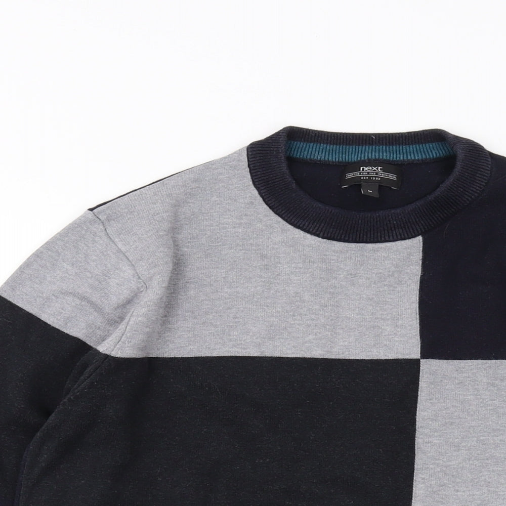 NEXT Mens Blue Crew Neck Cotton Pullover Jumper Size M Long Sleeve