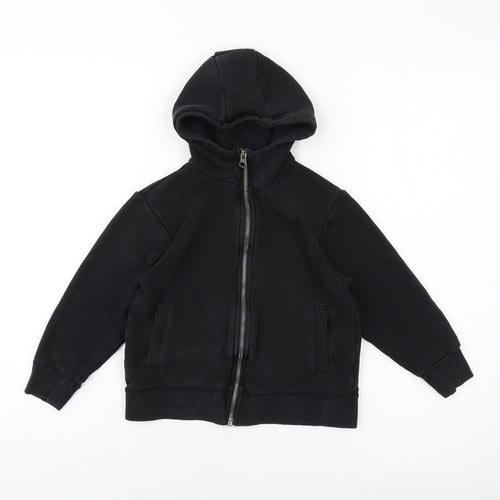 NEXT Boys Black Cotton Full Zip Hoodie Size 6 Years Zip