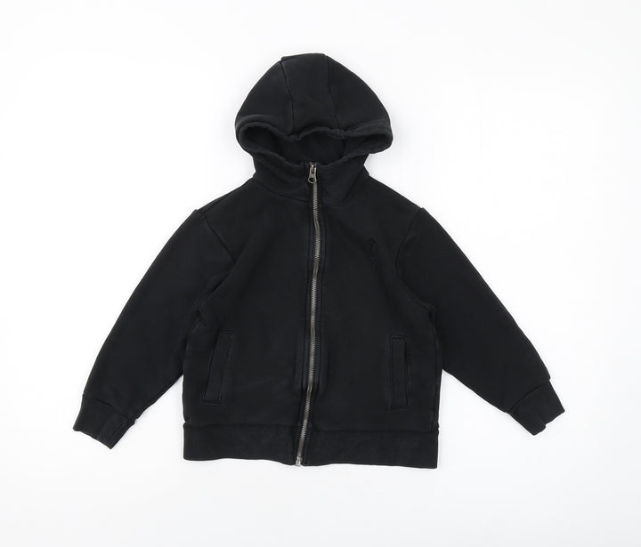 NEXT Boys Black Cotton Full Zip Hoodie Size 6 Years Zip