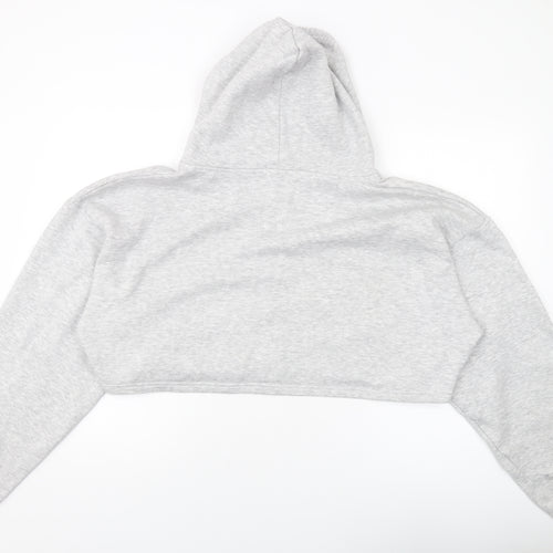 PRETTYLITTLETHING Womens Grey Cotton Full Zip Hoodie Size L Zip