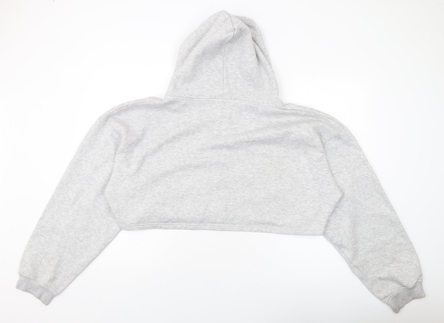PRETTYLITTLETHING Womens Grey Cotton Full Zip Hoodie Size L Zip