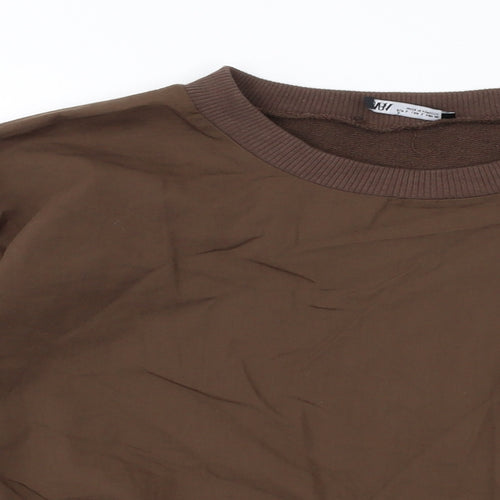 Zara Womens Brown Cotton Pullover Sweatshirt Size L Pullover