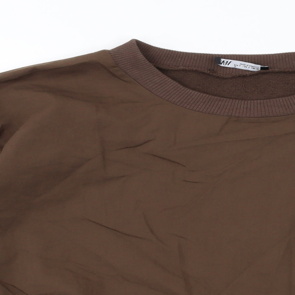 Zara Womens Brown Cotton Pullover Sweatshirt Size L Pullover