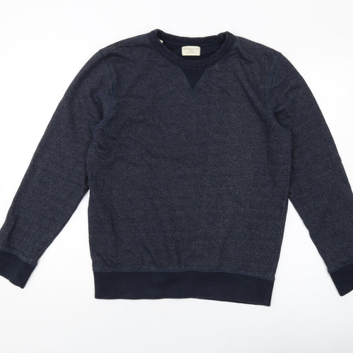 Selected Mens Blue Cotton Pullover Sweatshirt Size M