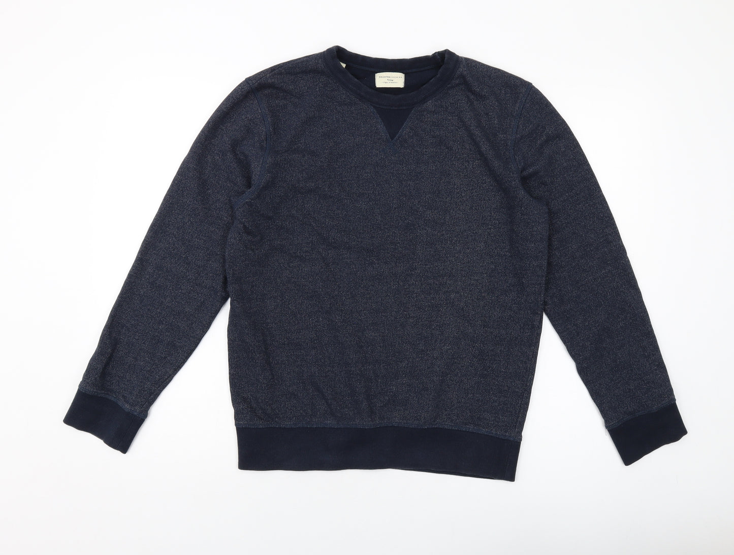 Selected Mens Blue Cotton Pullover Sweatshirt Size M