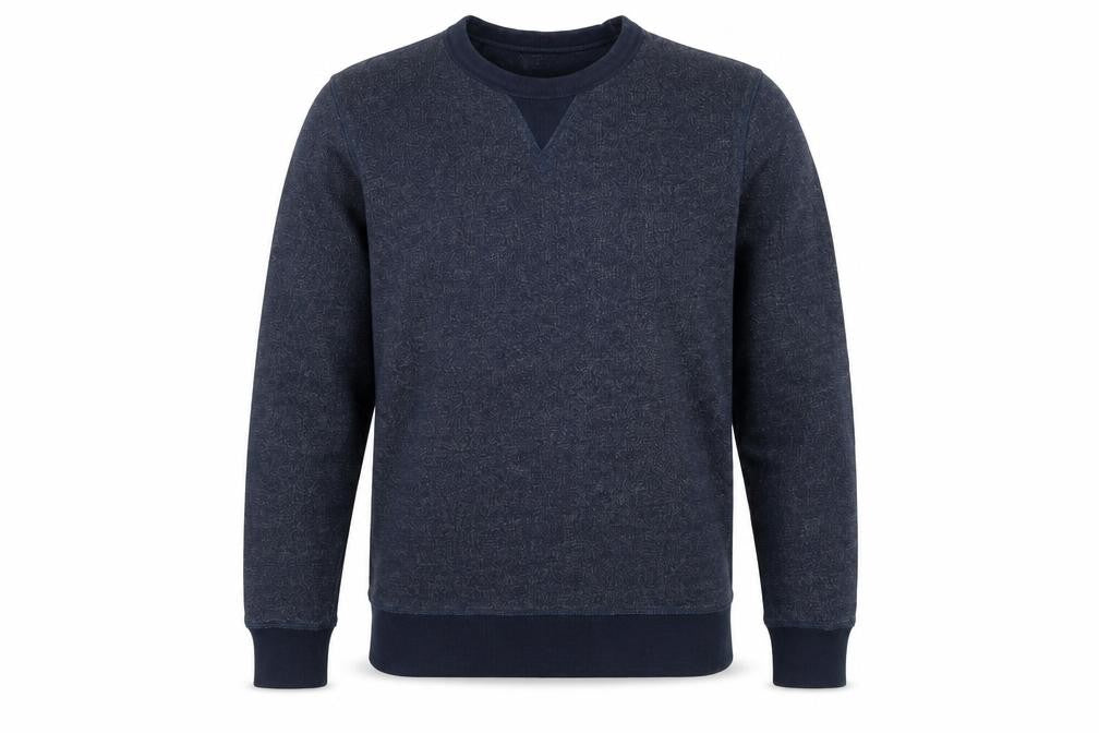 Front view of Selected men’s blue cotton pullover sweatshirt, size M
