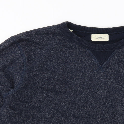 Selected Mens Blue Cotton Pullover Sweatshirt Size M