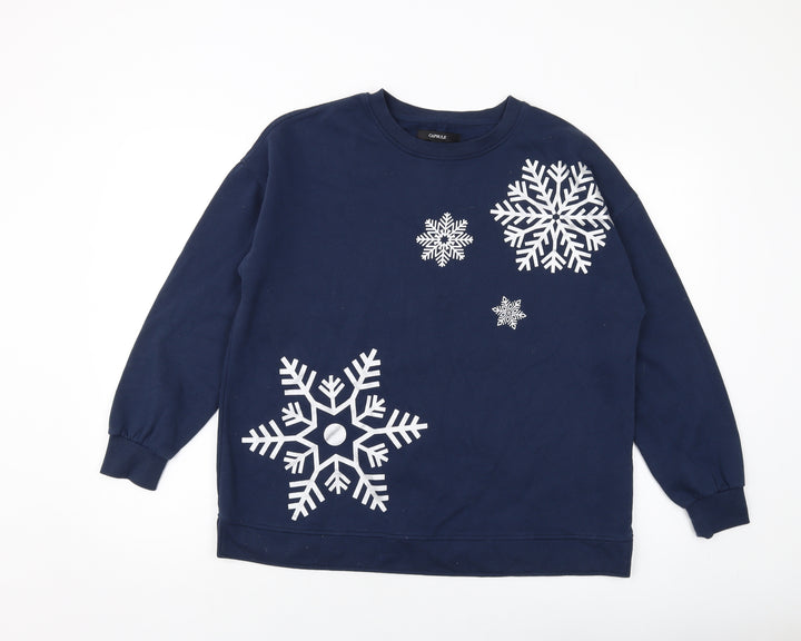 Capsule Womens Blue Cotton Pullover Sweatshirt Size 16 Pullover