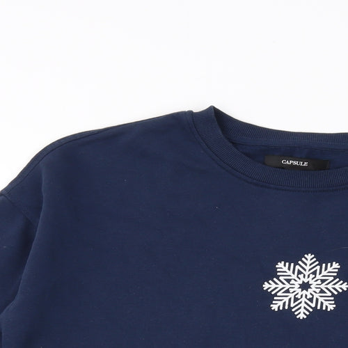 Capsule Womens Blue Cotton Pullover Sweatshirt Size 16 Pullover