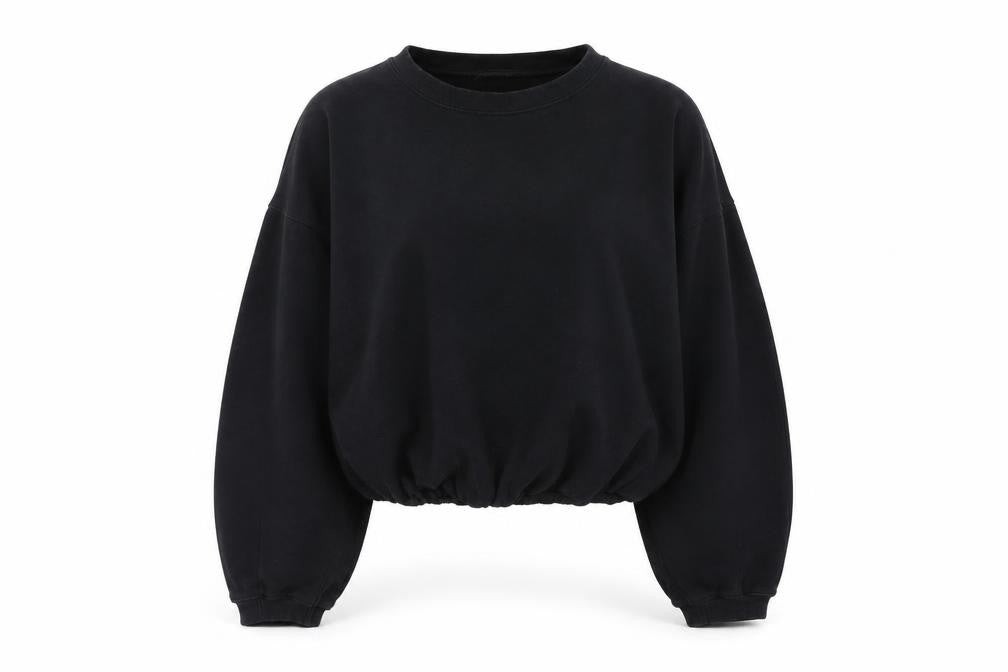Front view of Zara women’s beige cotton pullover sweatshirt, size S, pullover