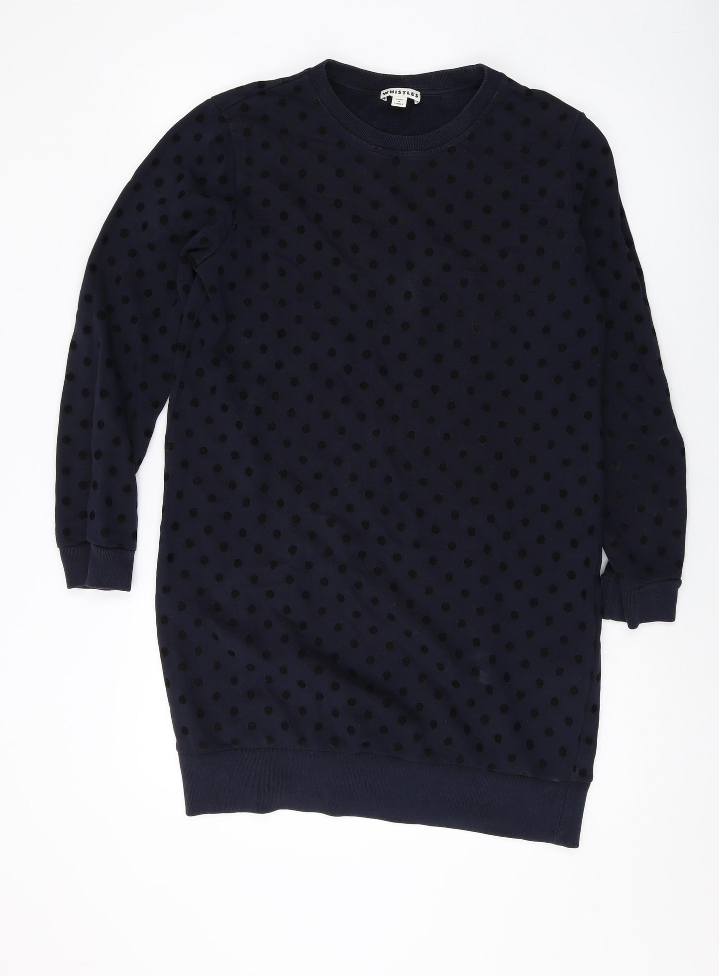 Whistles Womens Blue Polka Dot Cotton Pullover Sweatshirt Size 12 Pullover