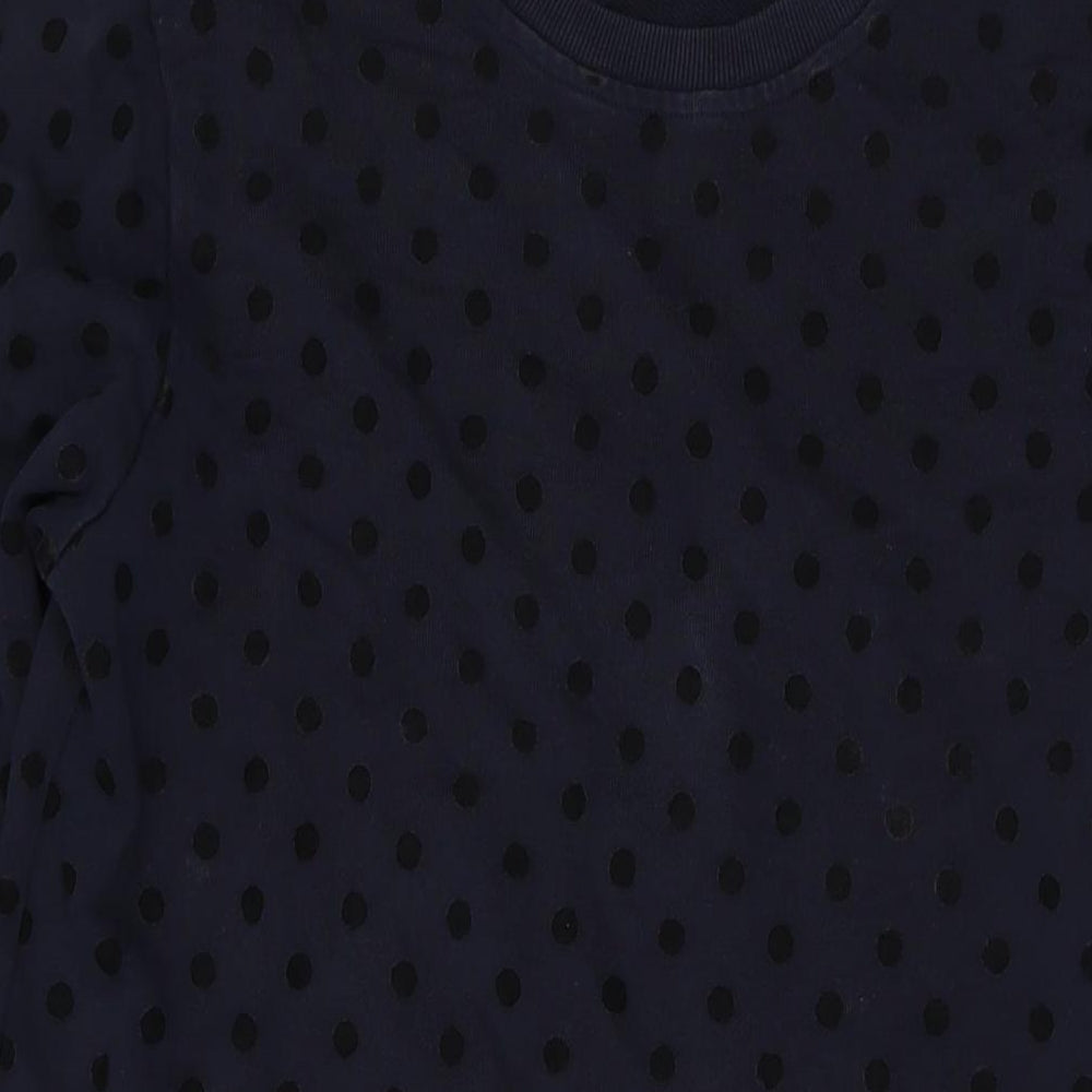 Whistles Womens Blue Polka Dot Cotton Pullover Sweatshirt Size 12 Pullover