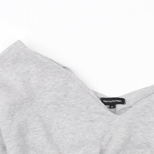 PRETTYLITTLETHING Womens Grey Polyester Pullover Sweatshirt Size M Pullover