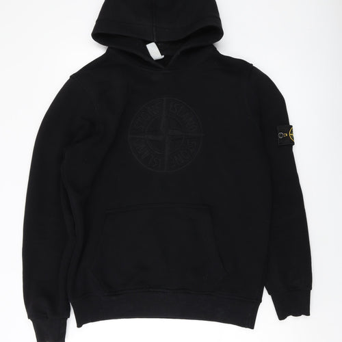 Stone Island Mens Black Cotton Pullover Hoodie Size M