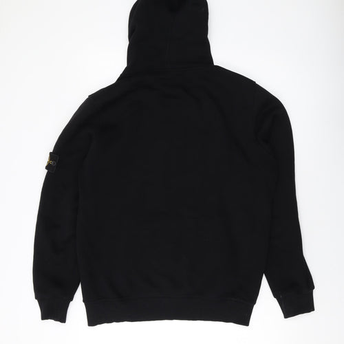 Stone Island Mens Black Cotton Pullover Hoodie Size M