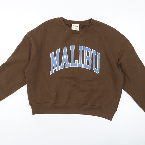 Pull&Bear Womens Brown Cotton Pullover Sweatshirt Size S Pullover