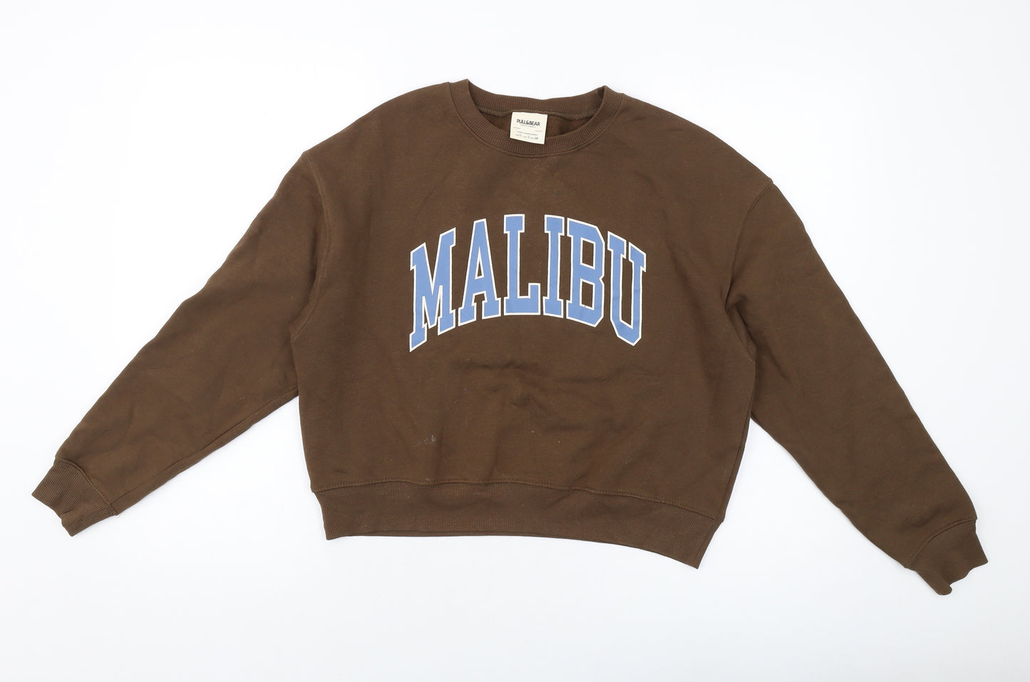 Pull&Bear Womens Brown Cotton Pullover Sweatshirt Size S Pullover