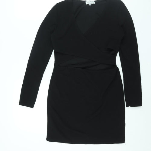 In the Style Womens Black Polyester Bodycon Size 12 V-Neck Pullover - Cut Out