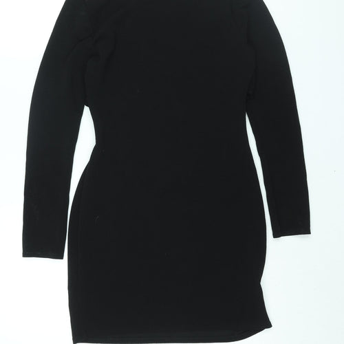 In the Style Womens Black Polyester Bodycon Size 12 V-Neck Pullover - Cut Out