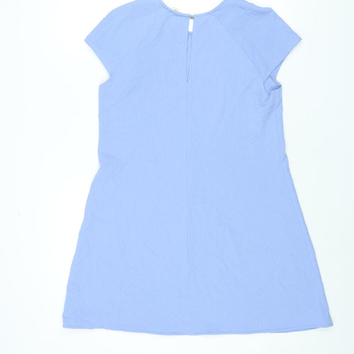 River Island Womens Black Polyester A-Line Size 12 Round Neck Button