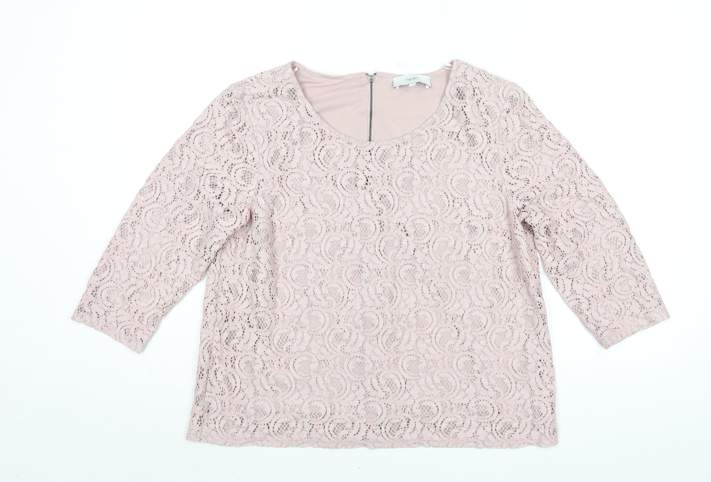 NEXT Womens Pink Nylon Basic Blouse Size 16 Round Neck
