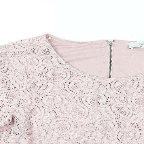 NEXT Womens Pink Nylon Basic Blouse Size 16 Round Neck
