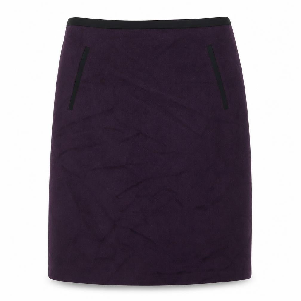 Front view of Marks & Spencer women’s pink wool a-line skirt, size UK 10, zip