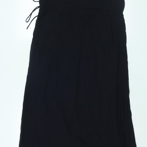 Zara Womens Blue Polyester Maxi Size S Round Neck Tie - Beaded Neckline