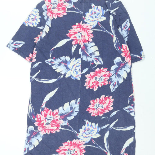 Gap Womens Blue Floral Cotton Mini Size S Boat Neck Pullover - Pockets