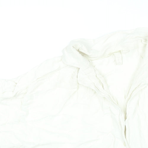 H&M Womens Ivory Viscose Basic Blouse Size L Collared - Tie