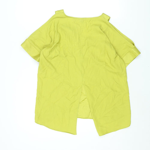 River Island Womens Green Polyester Basic Blouse Size 10 V-Neck - Cold Shoulder Vented
