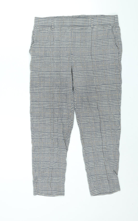 Lands' End Womens Blue Check Cotton Trousers Size M L26 in Regular