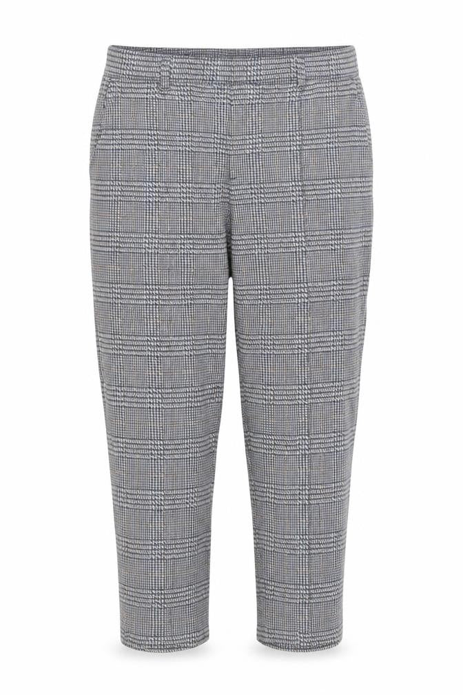 Front view of Lands' End women’s blue check cotton trousers, size M, 26-inch leg regular
