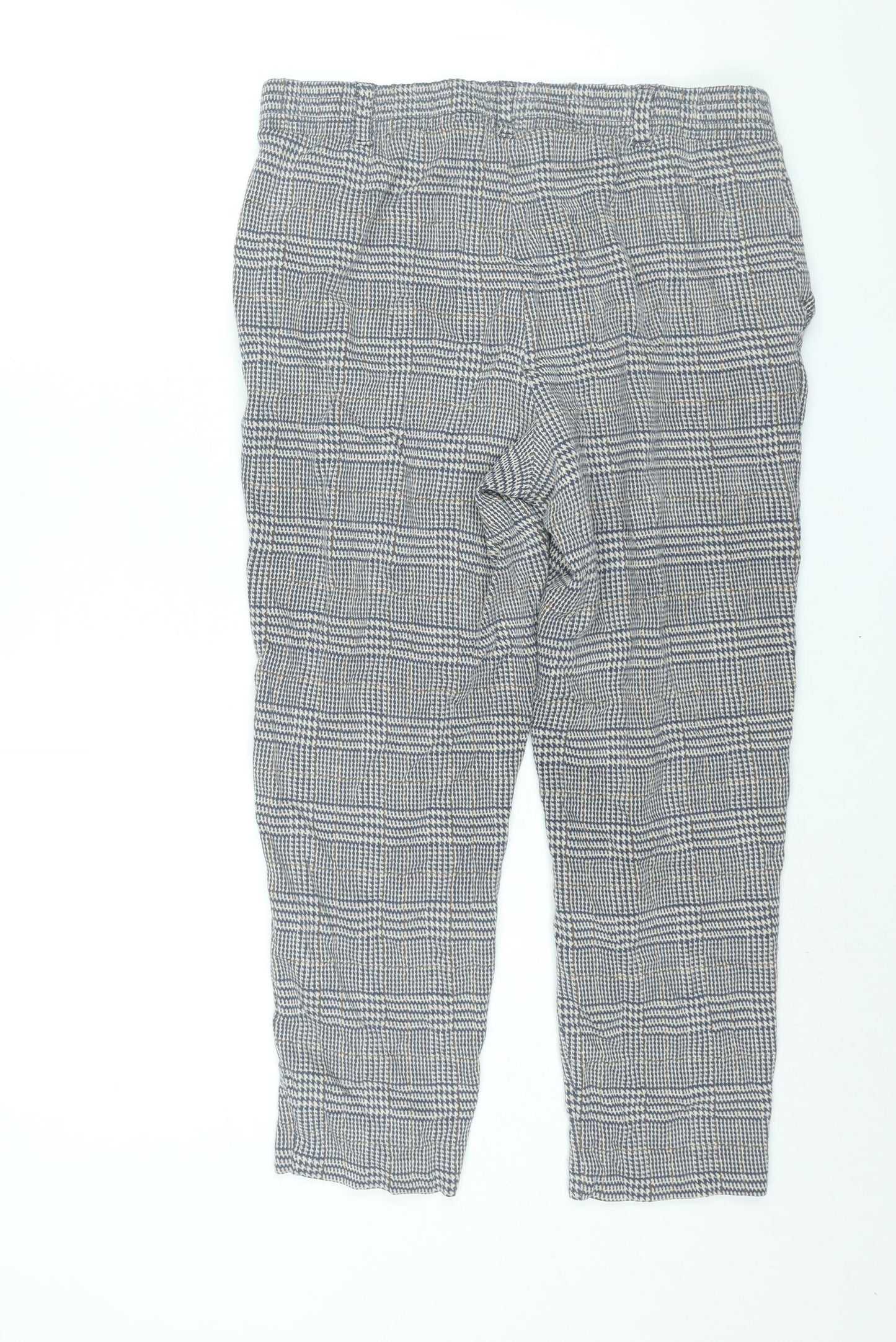 Lands' End Womens Blue Check Cotton Trousers Size M L26 in Regular