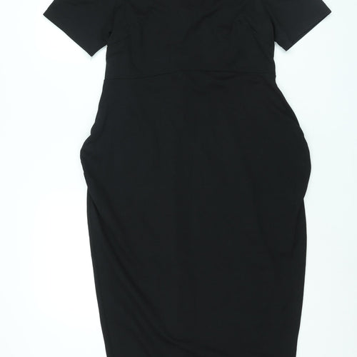 ASOS Womens Black Polyester Bodycon Size 10 Round Neck Zip - Cut Out