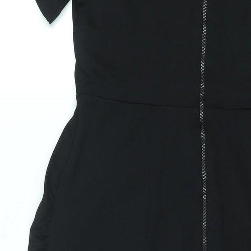 ASOS Womens Black Polyester Bodycon Size 10 Round Neck Zip - Cut Out
