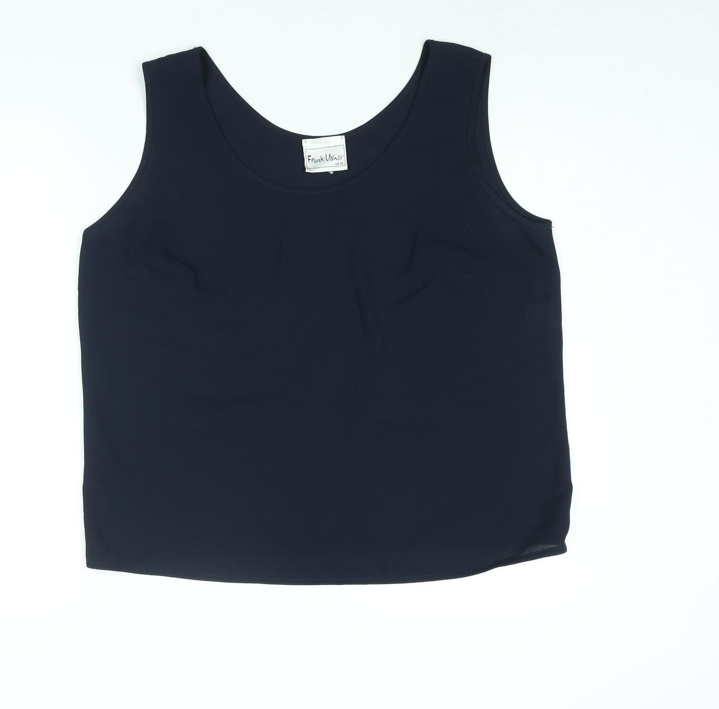 Frank Usher Womens Blue Polyester Camisole Blouse Size 18 Round Neck