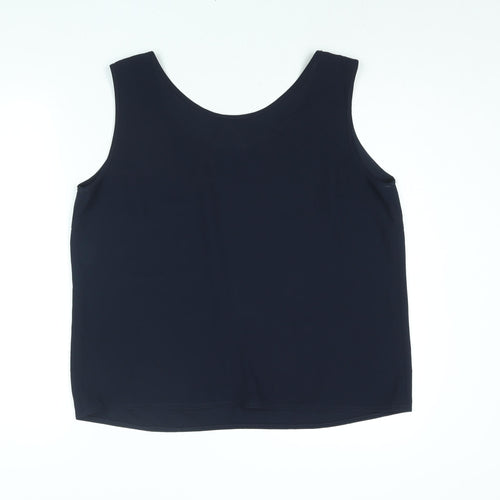Frank Usher Womens Blue Polyester Camisole Blouse Size 18 Round Neck