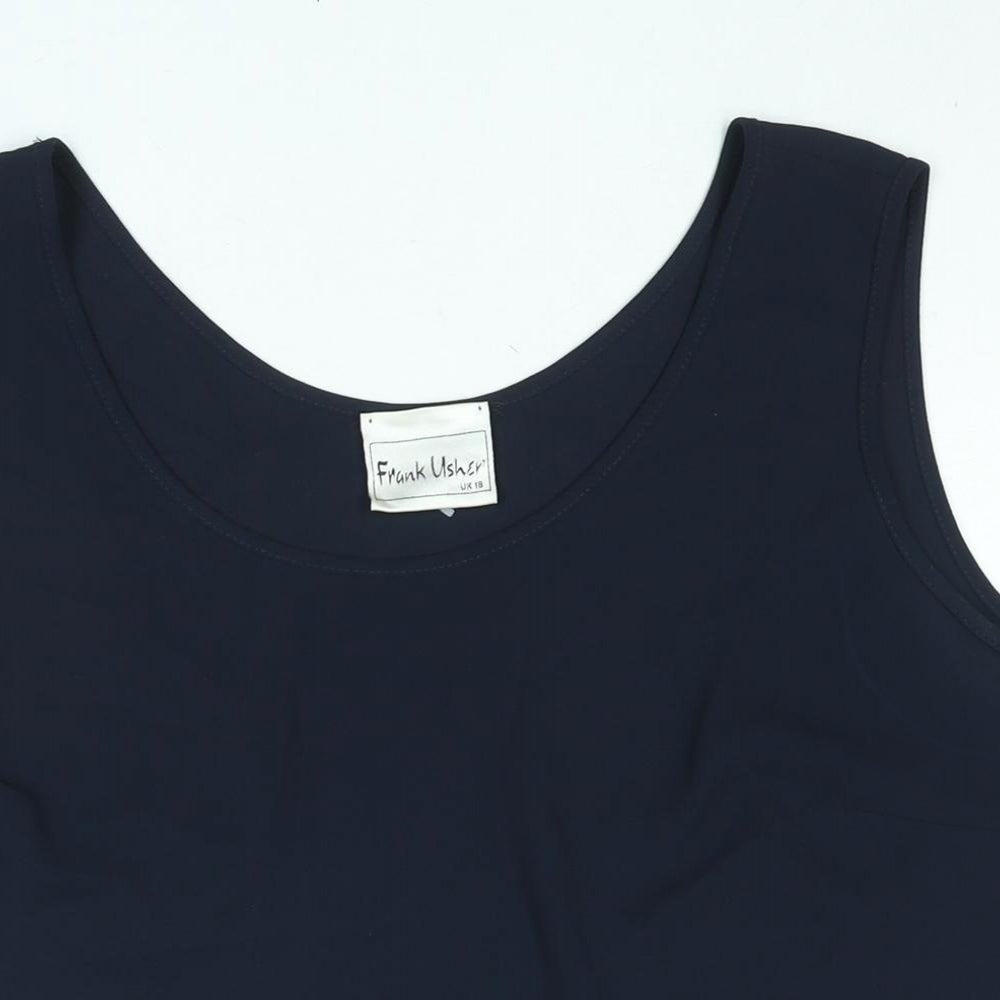 Frank Usher Womens Blue Polyester Camisole Blouse Size 18 Round Neck