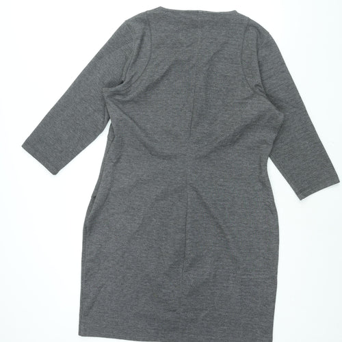 Yessica Womens Grey Polyester Shift Size 18 Round Neck Zip