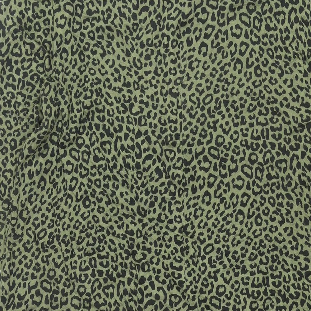 Capsule Womens Green Animal Print Viscose Shift Size 12 Round Neck Pullover - Leopard Print