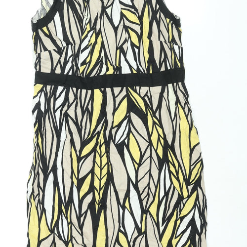 Per Se Womens Multicoloured Geometric Polyester Sheath Size 16 Round Neck Zip